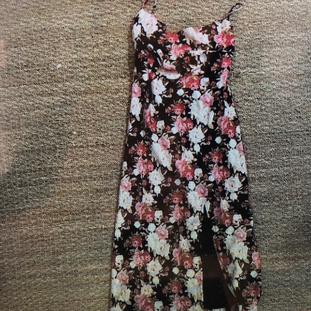 Floral Pink and Black Wedding Dress